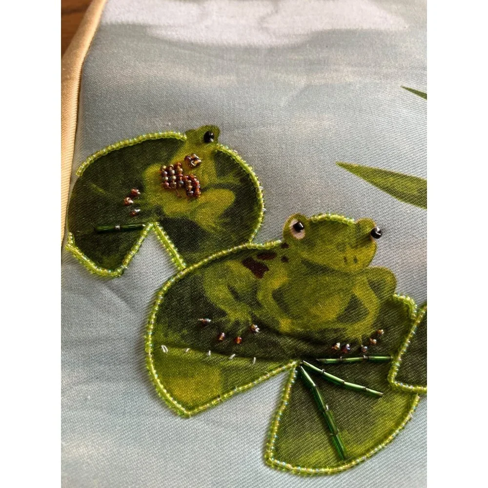 Frog beaded bamboo look handled tote bag - Picture 10 of 10